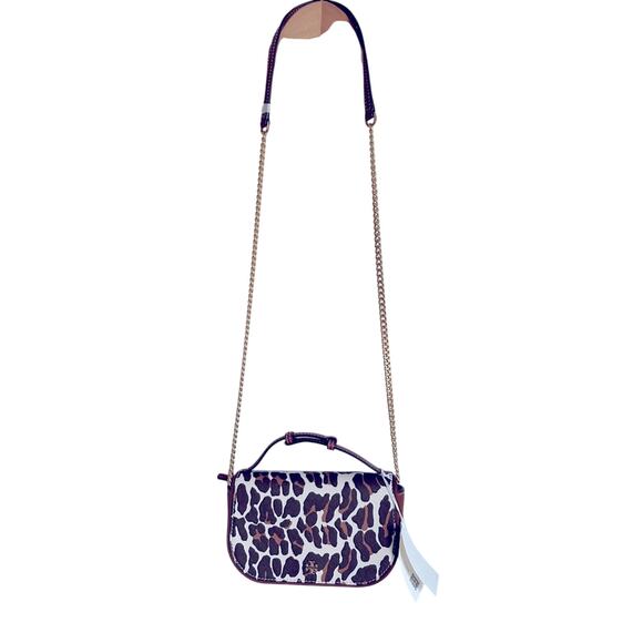 Tory Burch Emerson Printed Top Handle Crossbody In Leopard Print Chainlink NWT - Picture 3 of 15